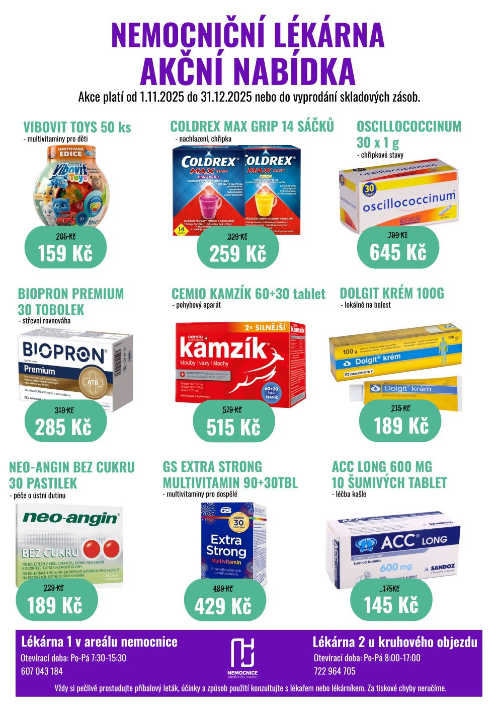 Akční nabídka v nemocniční lékárně