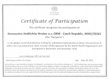 2021_CERTIFIKÁT WHO_PCR SARS CoV 2